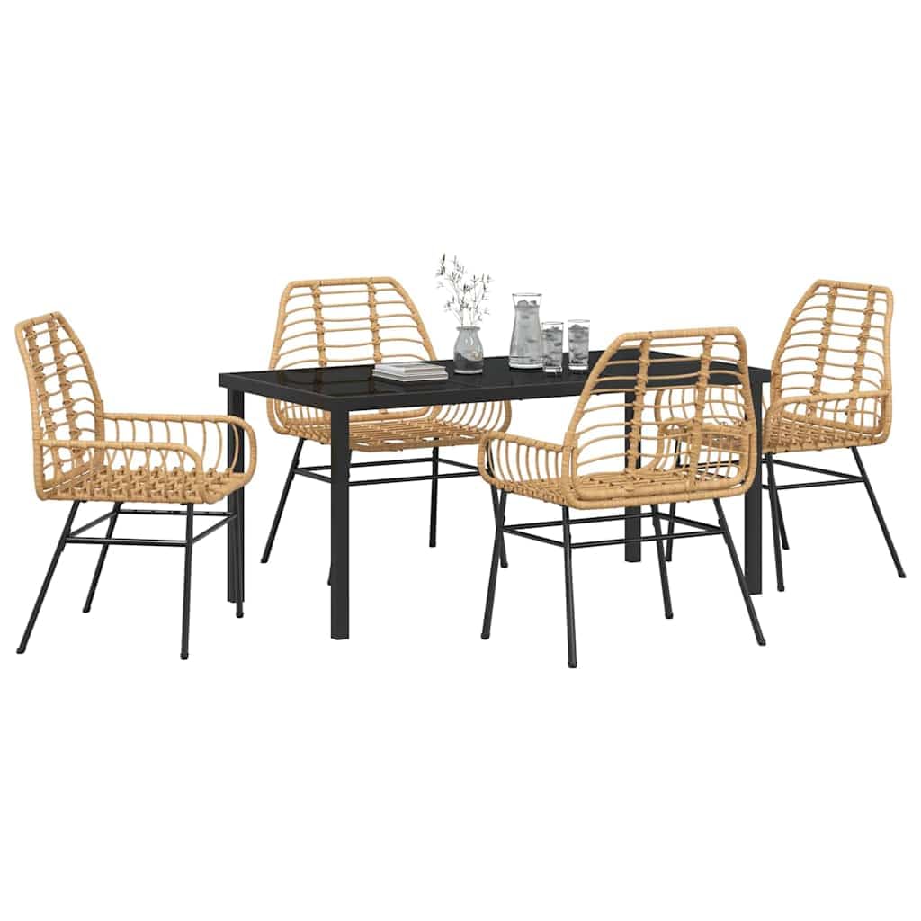 Ensemble de salle à manger pour jardin 5 pcs en polyrotin marron