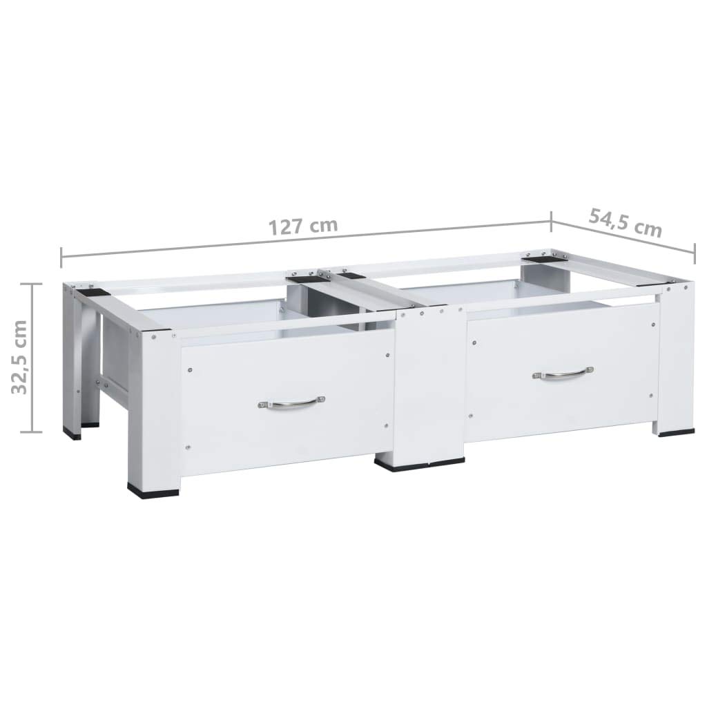 Tidyard Untergestell für Wasch- und Trockenmaschine mit Schubladen Weiß 127 x 54,5 x 32,5 cm