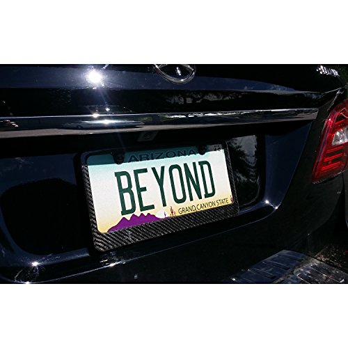 Carbeyondstore Black Real Carbon Fiber Glossy Finish License Plate Frame With 2 Holes #TOP6