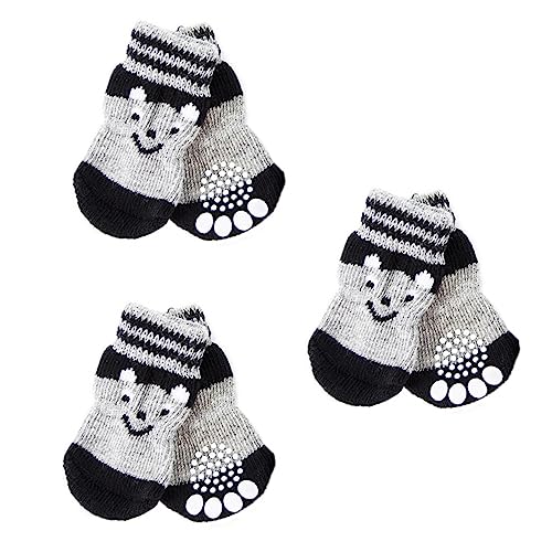 HANABASS 3Pairs Slip Dog Socks for Paw Protection Warm Footwear Non Skid Traction for Indoor Use for Small to Pets Adorable Design