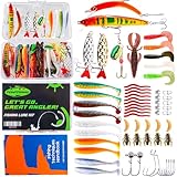 FONMANG Fishing Lures - Fishing Tackle kit with Spoons, Swim Bait, Jerk baits, Lure & Fishing Accessories, Bass Fishing Kit Also for Trout, Bluegill, Small Fishing Tackle Box for Freshwater