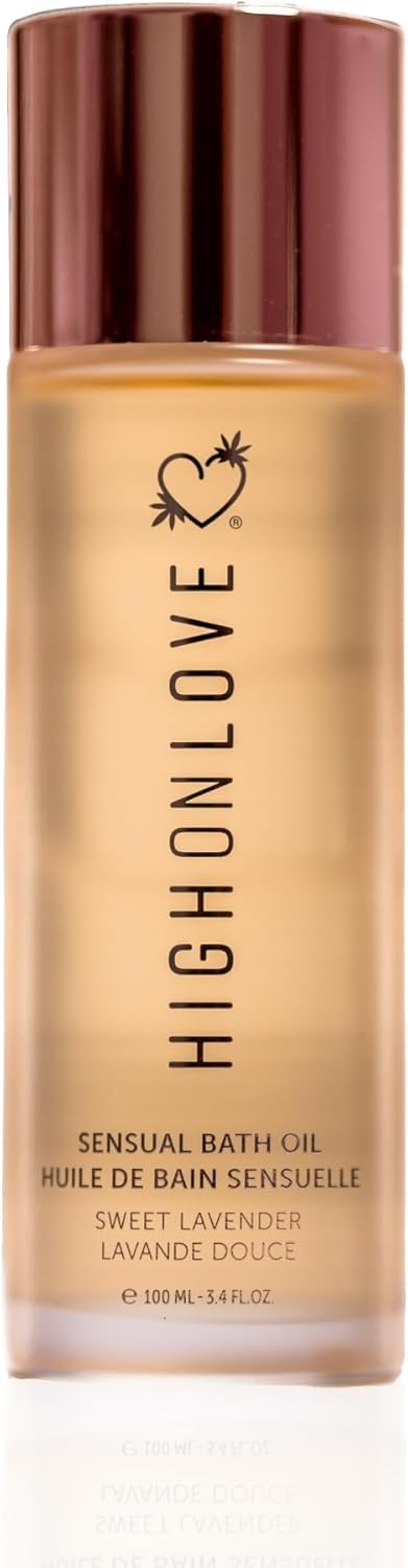 High On Love Bath Oil - Natural Bath & Body Oil Made with Nourishing Hemp Seed Oil and Soothing Lavender Oil - Calming Moisturizer for Tired, Sensitive Skin (100ml)