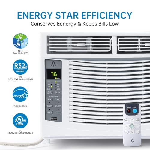 Image of 6000 BTU Window Air Conditioner with WiFi, Cools up to 250 Sq. Ft., Energy Saving Window AC Unit with Remote & App Control & Timer Function & Easy Install Kit, Perfect for Small Bedroom, Living Room