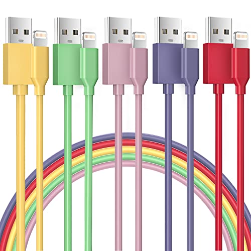[Apple MFi Certified] iPhone Charger, 5Pack 10FT Lightning Cable Apple Charging Cord Fast Charging High Speed Data USB Cable Compatible iPhone 14 13 12 11 Pro Max XR XS X 8 7 6 Plus SE (Multicolor)