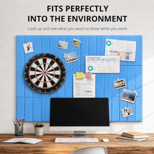 Image of Quiet Canvas Parallel Pinboard, 1x1 ft, Pack of 6, 50 PushPins, (Blue)