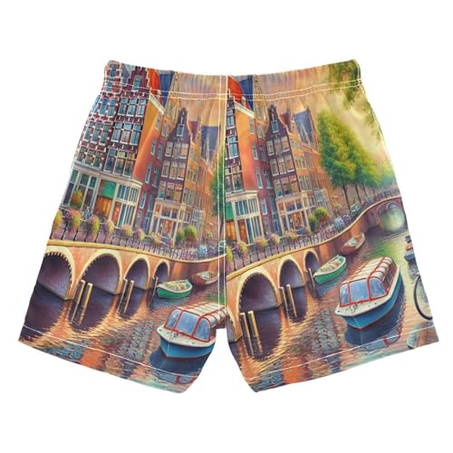 Ship Canal Trees Boys Swim Trunks Quick Dry Toddler Swimsuit Boy Swimwear Board Shorts Bathing Suits M Multi2