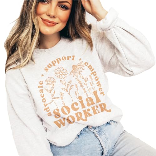 Social Worker Wildflower Sweatshirt, Social Work Month, Advocate Support Empower, Student Graduation, School Social Worker, Unisex Crewneck Sweatshirt Sand4