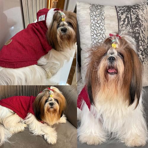 Image of Lulala Dog Hoodie Sweater Coat only for Small Dog & Cat Fleece Lined Winter Jacket Hoodie Cardigan Warm Puppy Clothes (Maroon-14 Inch)