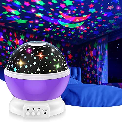 Gifts for 2-12 Year Old Kids Rotating Starlight Projector Night Light for Girls Room Toys for Age 3-11 Girls Romantic Magical Toy Gift for 4-10 Year Old Boys Christmas Gifts Decor (Violet)