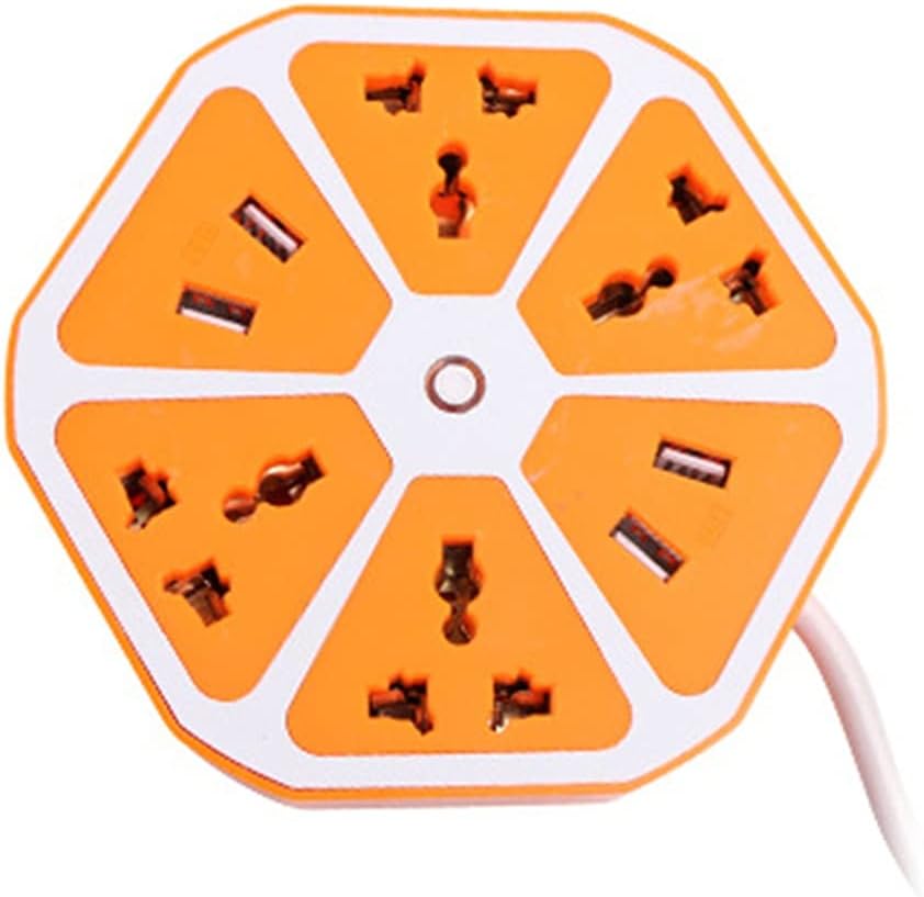 Portable 4 Outlet 4 Hub Port Fast Wall Charger Adapter EU Plugs Home Charger Socket 145X30MM(Orange)