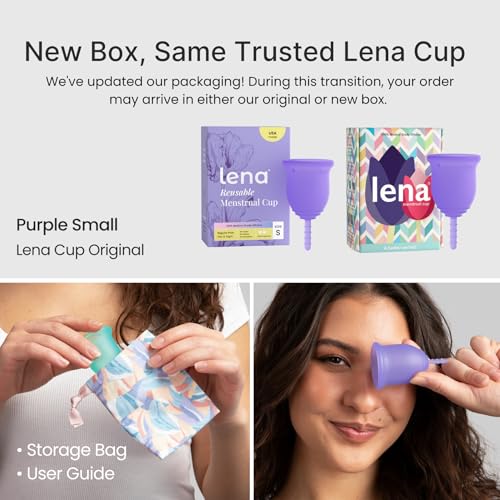 Image of Lena Menstrual Cup Original - Soft Reusable Medical-Grade Silicone Period Cups for Women, Comfortable 12-Hour Leak-Free Protection, Beginner-Friendly Feminine Care - Small, Purple
