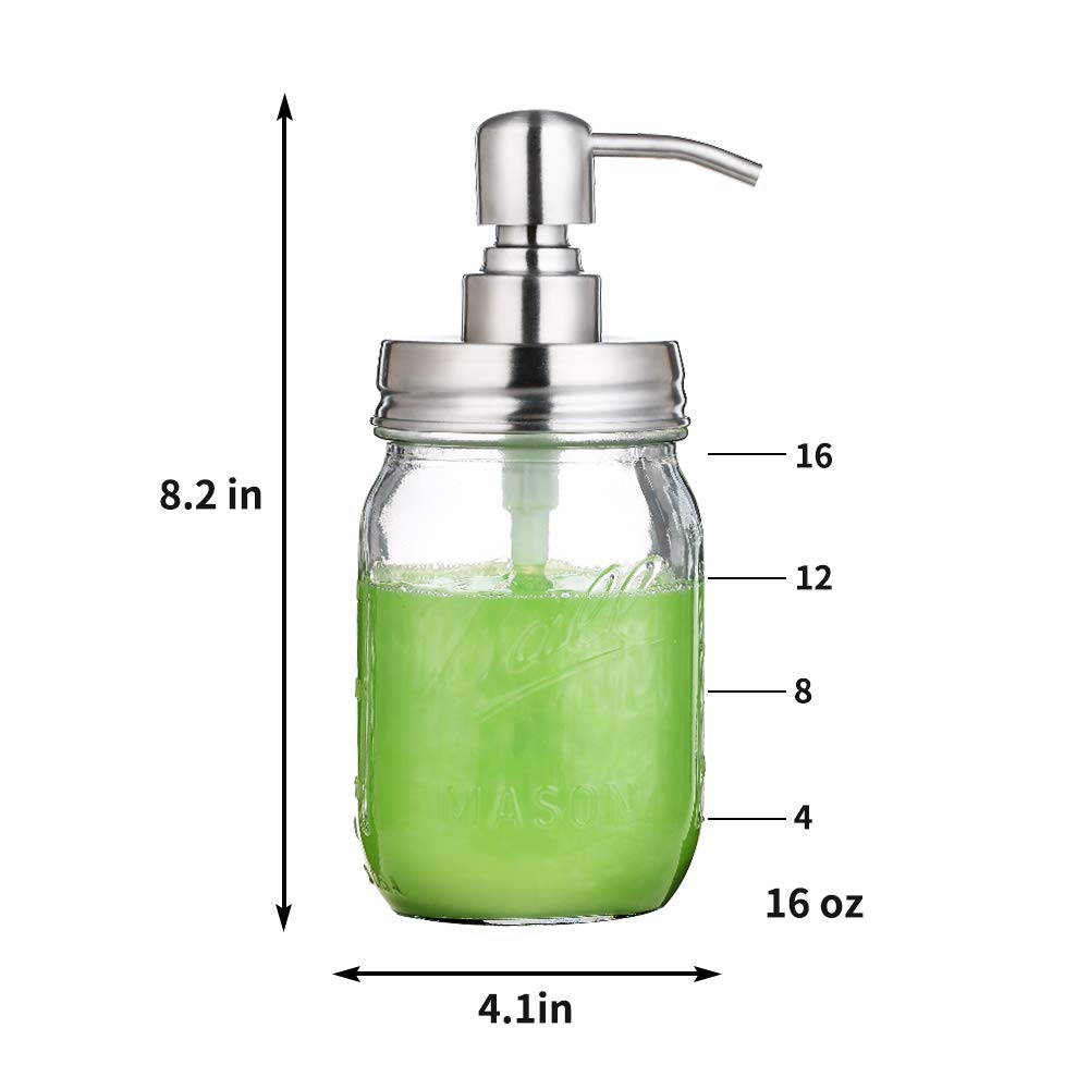 Dispenser Sapone In Vetro Da 16oz Con Pompa Acciaio Inox - Per Bagno E Cucina, Elegante E Funzionale - Foto 2