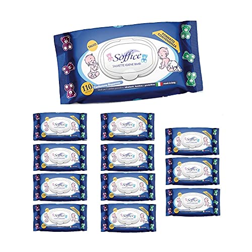 Soffice Babypuder mit Deckel, 12 Packungen x 110 Tücher - 560 g Cover