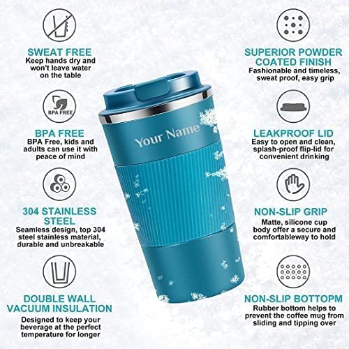 Image of Giftana Personalized Coffee Tumbler 510ml, Brownie Brittle, Valentines Day Card Gift Set for Men & Women, Valentine's Day Gifts for Girlfriend Boyfriend, Valentine Gift for Husband Wife Her Him- Blue