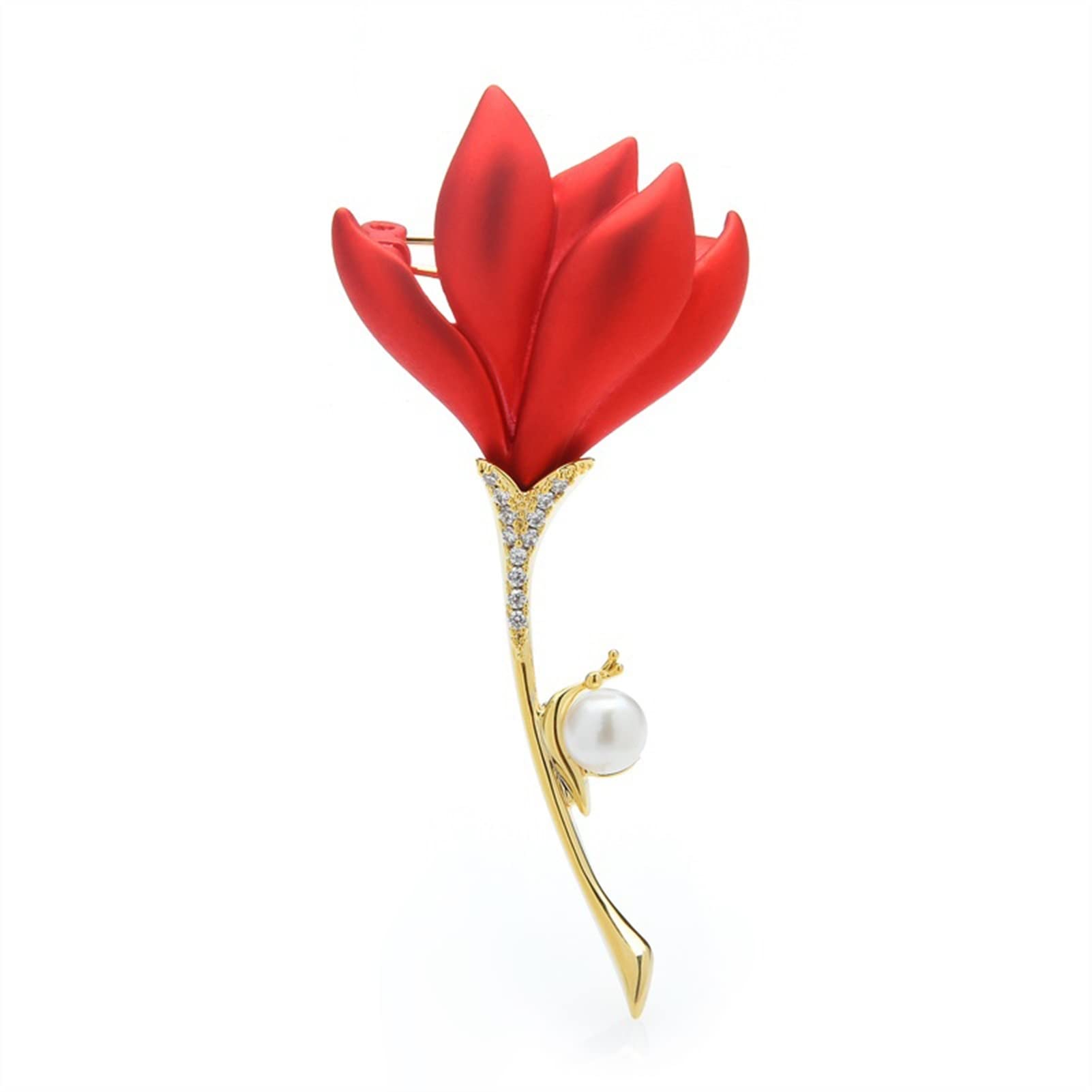 Brooch Broches for Mujer Damas Accesorios de Moda Damas Elegante Esmalte Broche Rojo Magnolia Flor Broche Fiesta Banquete Broche Broche for Mujer