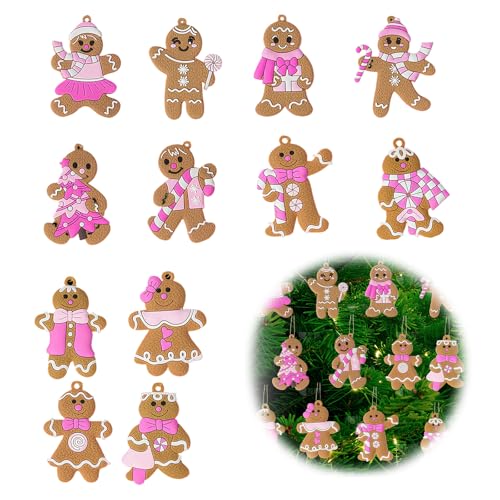 KLINNA 12 Stück Lebkuchenmann Weihnachtsbaumschmuck, Traditioneller...