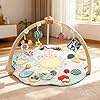 Baby Play Gym & Activity Mat, 5 Developmental Zones Tummy Time Mat with 4 Detachable Sensory Toys, Early Skills & Sensory Development Mat, Newborn Essentials Baby Shower Gift #1