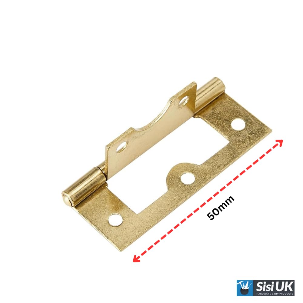 4 Pcs Brass Flush Door Hinges 50mm (2 inch) Heavy Duty Non-Mortise No Noise Bifold Door Hinges for Internal External Doors Cupboard Cabinets - Image 2