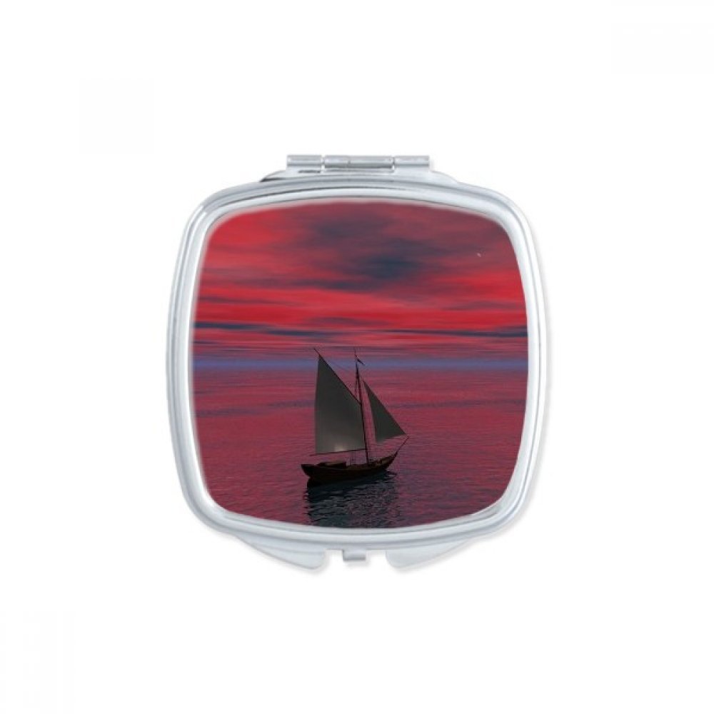 Miroir de poche maquillage portable au motif océan pour vos retouches en voyage et au bureau