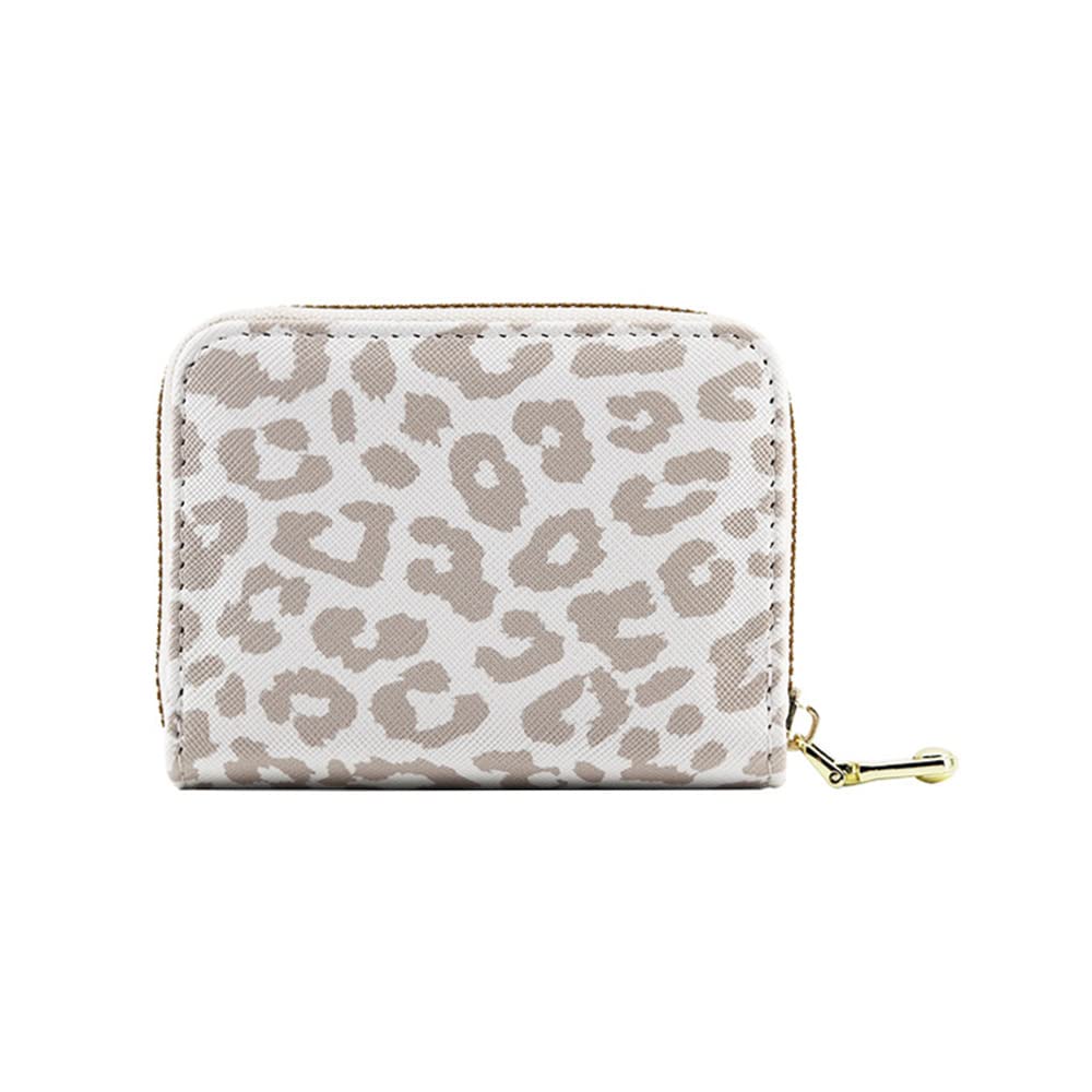 Cheetah Print Slim Coin Purse - Small Leopard Pocket Wallet Zipper Credit Card Holder