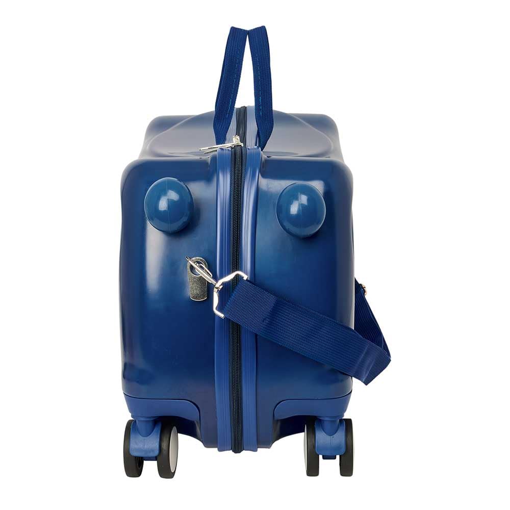 Safta | Maleta Infantil con Ruedas Real Madrid, Giro Multidireccional, ABS + PC Resistente, Interior Forrado con Separador y Bolsillo con Cremallera, Bandolera, Medidas 44x21x27 cm