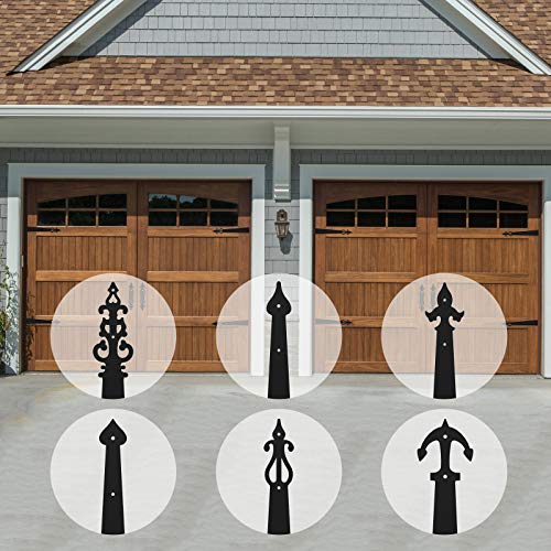 Ccjh Metal Garage Door Decorative Hardware Hinges Carriage House Accents Screw Mounted 6 Pcs Black (Braided Style) #TOP6