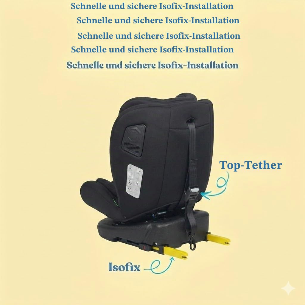 Safety Baby Autositz Xenon Isofix, 360° drehbar, I-Size, 40-150 cm, skalierbar von Geburt bis ca. 12 Jahre, Gruppe 0-1-2-3, Isofix-Befestigungen, Seitenschutz