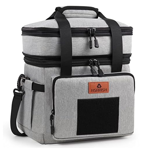 HSHRISH Bolsa Termica Porta Alimentos, Táctica grande aislada de doble capa para hombres Impermeable Prueba de Fugas Isotermica Nevera Portatil Mochila, Bolsa Comida Trabajo Exterior Playa, Gris