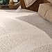TT Home Wohnzimmer Teppich Kurzflor Anti-Rutsch Rückseite Unifarben Modern Waschbar, Farbe:Creme, Größe:80 cm Rund