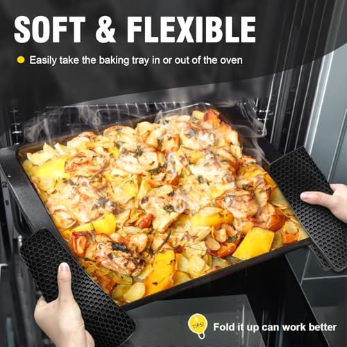 Image of Walfos Silicone Trivet Mats - 4 Heat Resistant Pot Holders, Multipurpose Non-Slip Hot Pads for Kitchen Potholders, Hot Dishers, Jar Opener, Spoon Holder, Food Grade Silicone & BPA Free (Black)