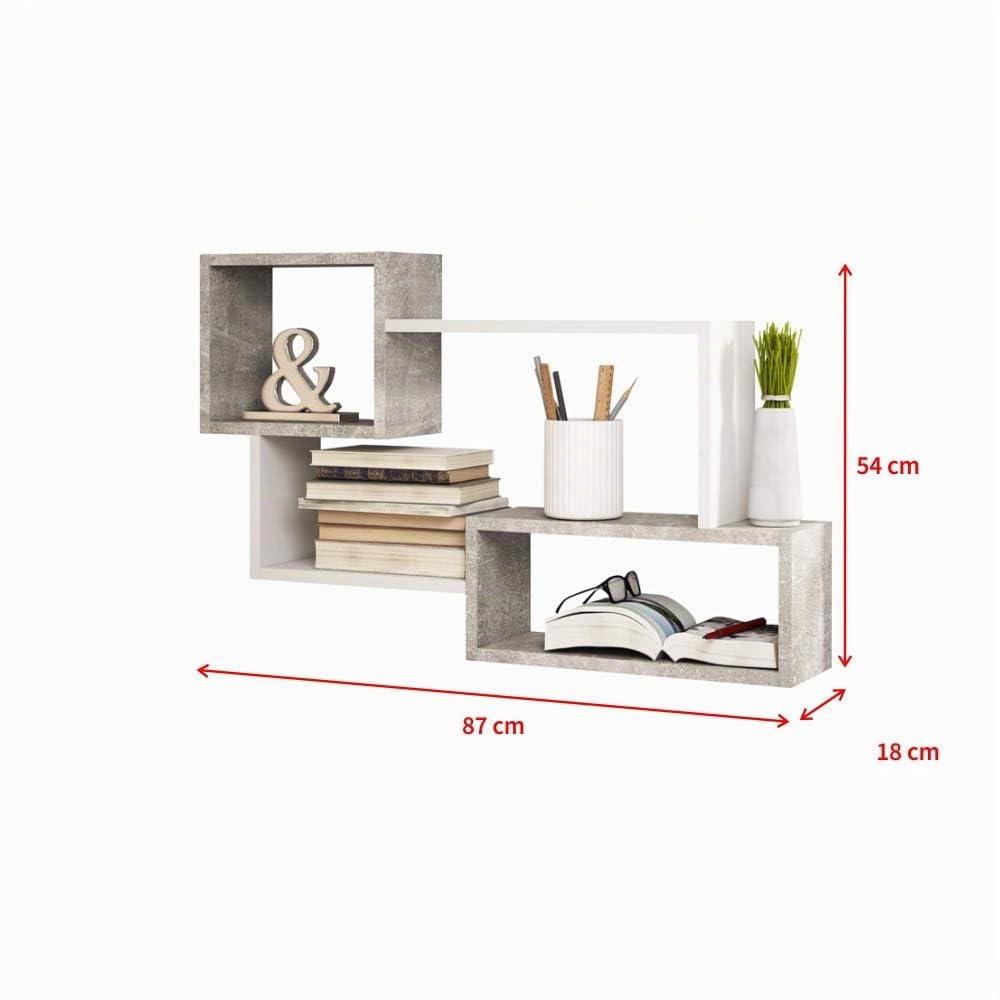 Selsey Mensola pensile, Grigio, 54.0 x 87.0 x 18.0 cm
