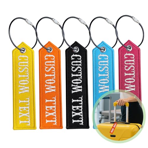 Custom Embroidered Name Tag for Bags – Personalized Name Keychain, Luggage Tag, Book Bag & Diaper Bag ID Labels