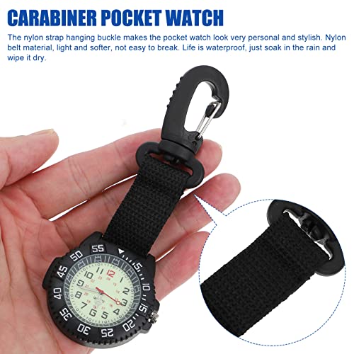 Hemobllo Carabiner Pocket Watch with Nylon Strap Multifunction Sports Fob Watch for Mountaineering Camping and Backpacking Outdoor Activities - Image 2