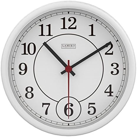 LAMIKO Silent Non-ticking Round Wall Clock 12 Inch Battery Operated Decorative Digital Clock ABS Frame PS Cover,White