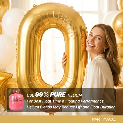 Image of PartyWoo Metallic Gold Number 0 Balloon 40 Inch 25pcs Gold Foil Star White