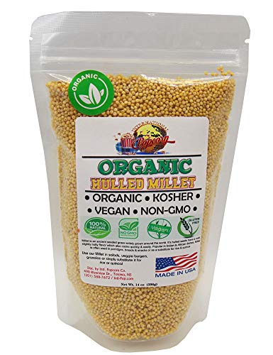 Organic Hulled Millet (14 oz) Gluten Free, Raw & Grown in USA, Kosher!