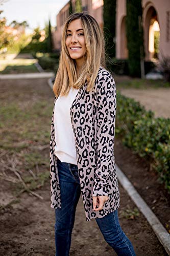 Tickled Teal Women's Long Sleeve Animal Leopard Print Super Soft Cozy Cardigan2