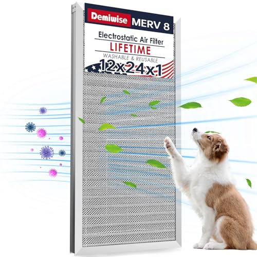 Image of 12x24x1 Electrostatic Air Filter, MERV 8 Reusable Aluminum AC /HVAC Furnace Filter,Washable Lifetime Permanent Air Filter,Easy to Clean,Increases Airflow(Actual Size:11.38x23.38x0.82)
