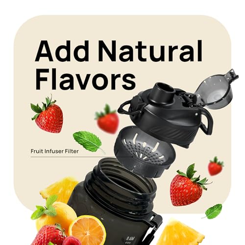 INEVIFIT-3-in-1-Sports-Water-Bottle-34oz-1L-Hydration-Tracking-Water-Bottles-with-Daily-Time-Marker-BPA-Free-Tritan-Leak-Proof-with-Fruit-Infuser-Filter-Mixer-Ball-Insulating-Sleeve-Carrying-Strap