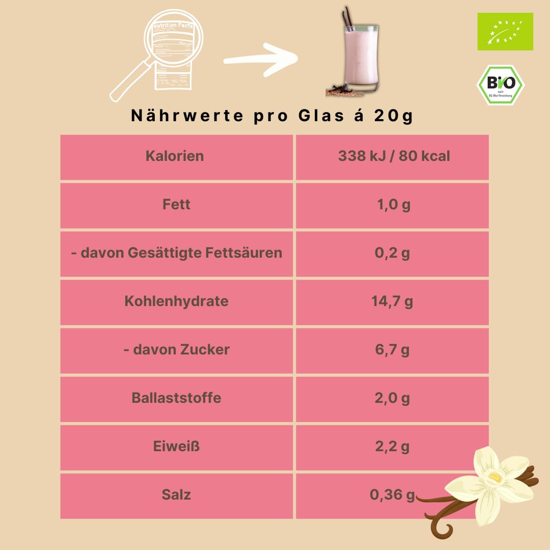 süssundclever.de® Bio Haferdrinkpulver Bourbon-Vanille | 800g | mit Dattelsüße | vegan | 8l Haferdrink Vanille | Ohne Zuckerzusatz oder Aromen