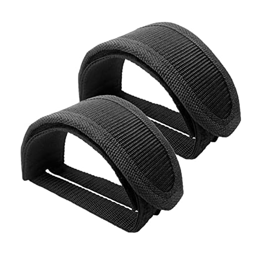 Medsuo 1 Pair Bike Pedal Strap Toe Clips Straps Tape Adjustable Anti-Slip Double Adhesive Bicycle Feet Straps - Black