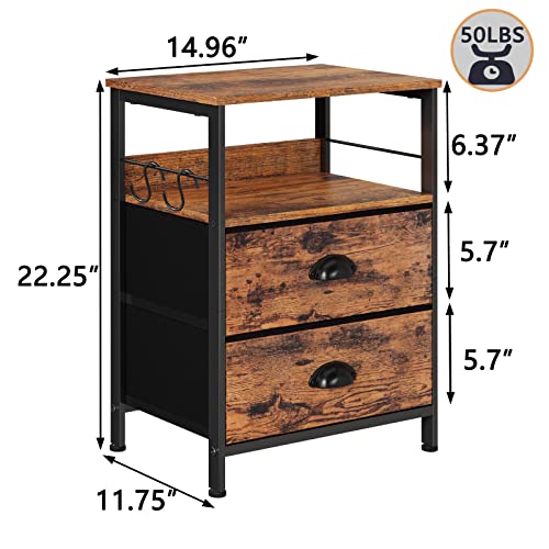 Dresser Tv Stand With Power Outlets, Console Sofa Table With 7 Fabric Drawers And Shelves, Nightstand Set 2 With 2 Fabric Drawers, End Table With Open Wood Shelf, Side Table For Bedroom, Living Room #TOP4