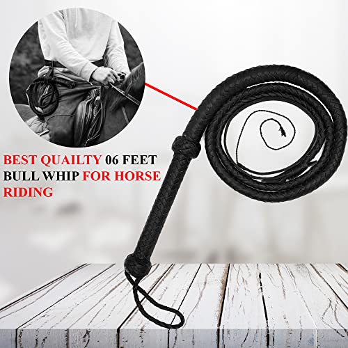 Ardour Crafts Bull Whip Made With Heavy Duty Cowhide Leather Whip - Indiana Jones Leather Whip For Beginners/Training/Toddler (6 Feet) #TOP7