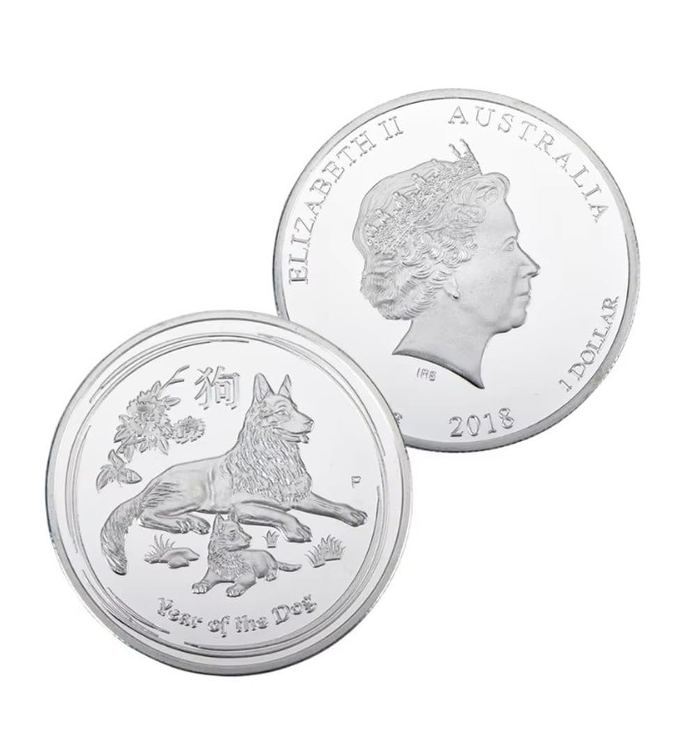 MINHBDER Commemorative Coins Chinese Lunar Zodiac 2018 Australia Elizabeth Ii Silver Plated Year Of The Dog Coin Collectible Gift