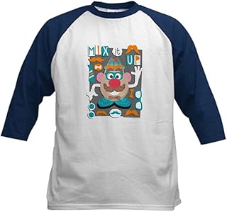 CafePress Mr. Potato Head Mix It Up Kids Baseball Tee Kids Cotton Baseball Jersey, 3/4 Raglan Sleeve Shirt Navy/White