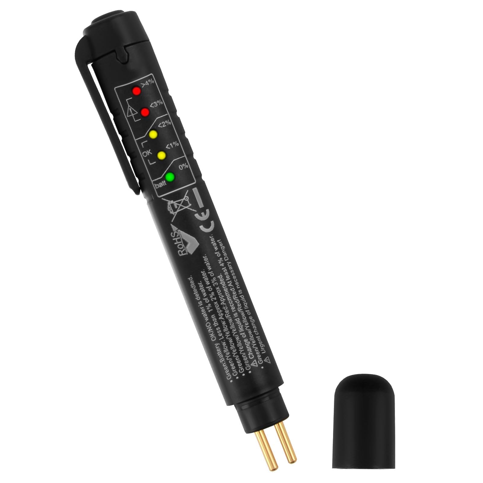 Bremsflüssigkeitstester, Bremsflüssigkeitsprüfer Brake Fluid Tester Bremsflüssigkeit Tester Prüfgerät Stift für Bremsflüssigkeiten mit 5 LED Anzeige DOT3 DOT4 DOT5 für Auto Fahrzeug