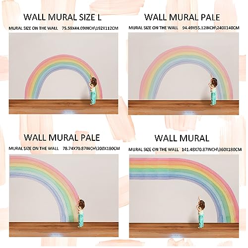 Vinilo decorativo mural grande arcoíris pastel 94.49" x 55.12" miniatura 4