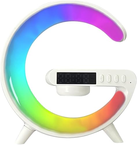 Miniatura 7 de Lámpara de cargador inalámbrico, altavoz Bluetooth, reloj de música, llave de alarma y control de aplicaciones, 10 modos de color de luz para