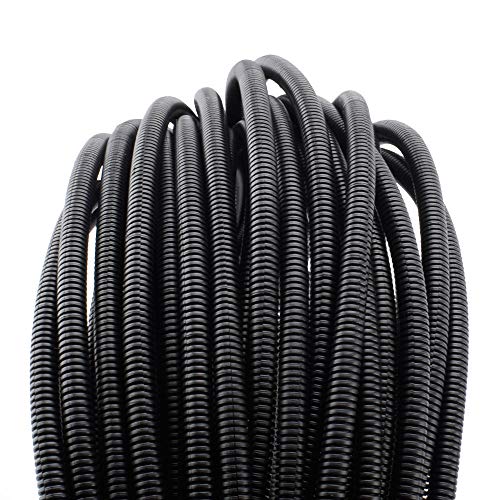 Image of ZhiYo 50 FT 1 /4 inch Wire Loom Split Tubing Auto Wire Conduit | Flexible Cover, High Temperature Heat Resistant -40F to 257F, Plastic Cover for Electrical Wires & Cables