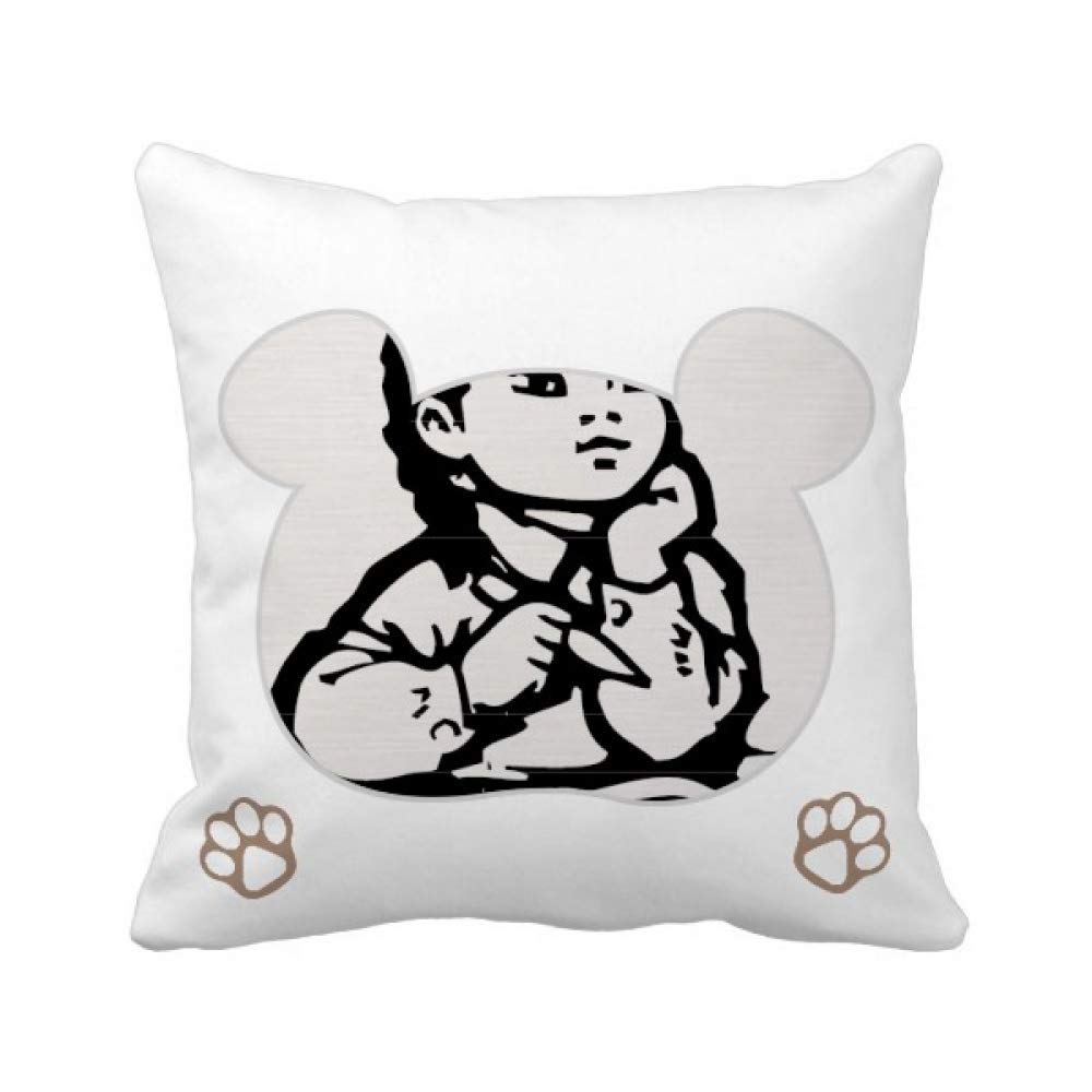 Housse de coussin carrée ours patriotisme noir déco table à crayons